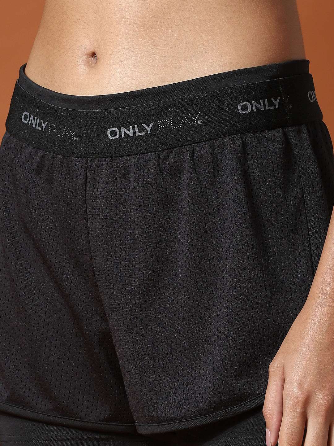 Play Black High Rise Double Layered Shorts