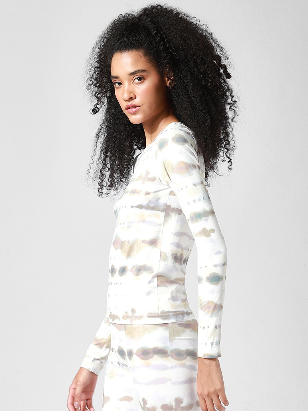 Beige Tie-Dye Co-Ord Training Top