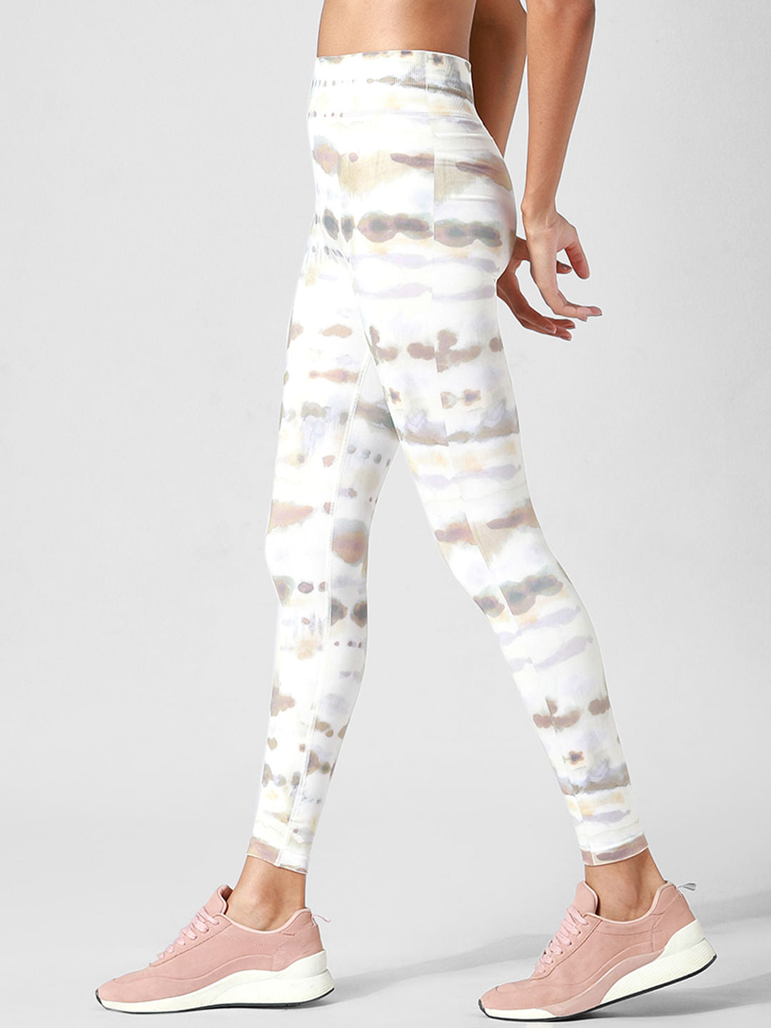 Beige High Rise Tie-Dye Co-Ord Training Tights