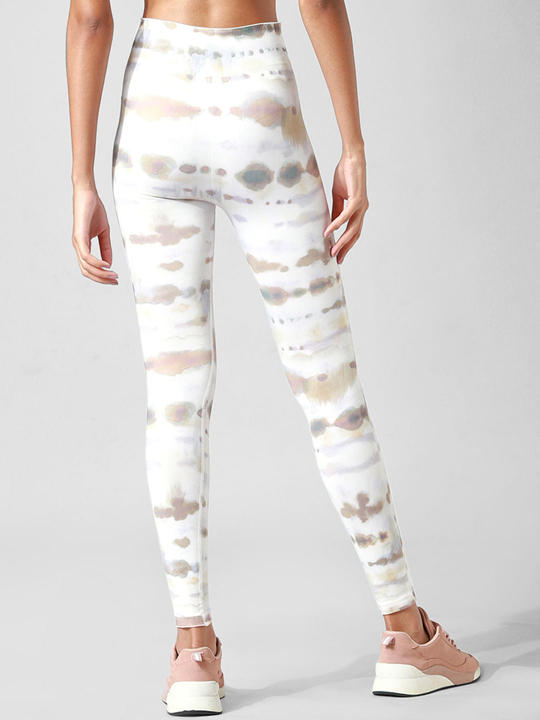 Beige High Rise Tie-Dye Co-Ord Training Tights