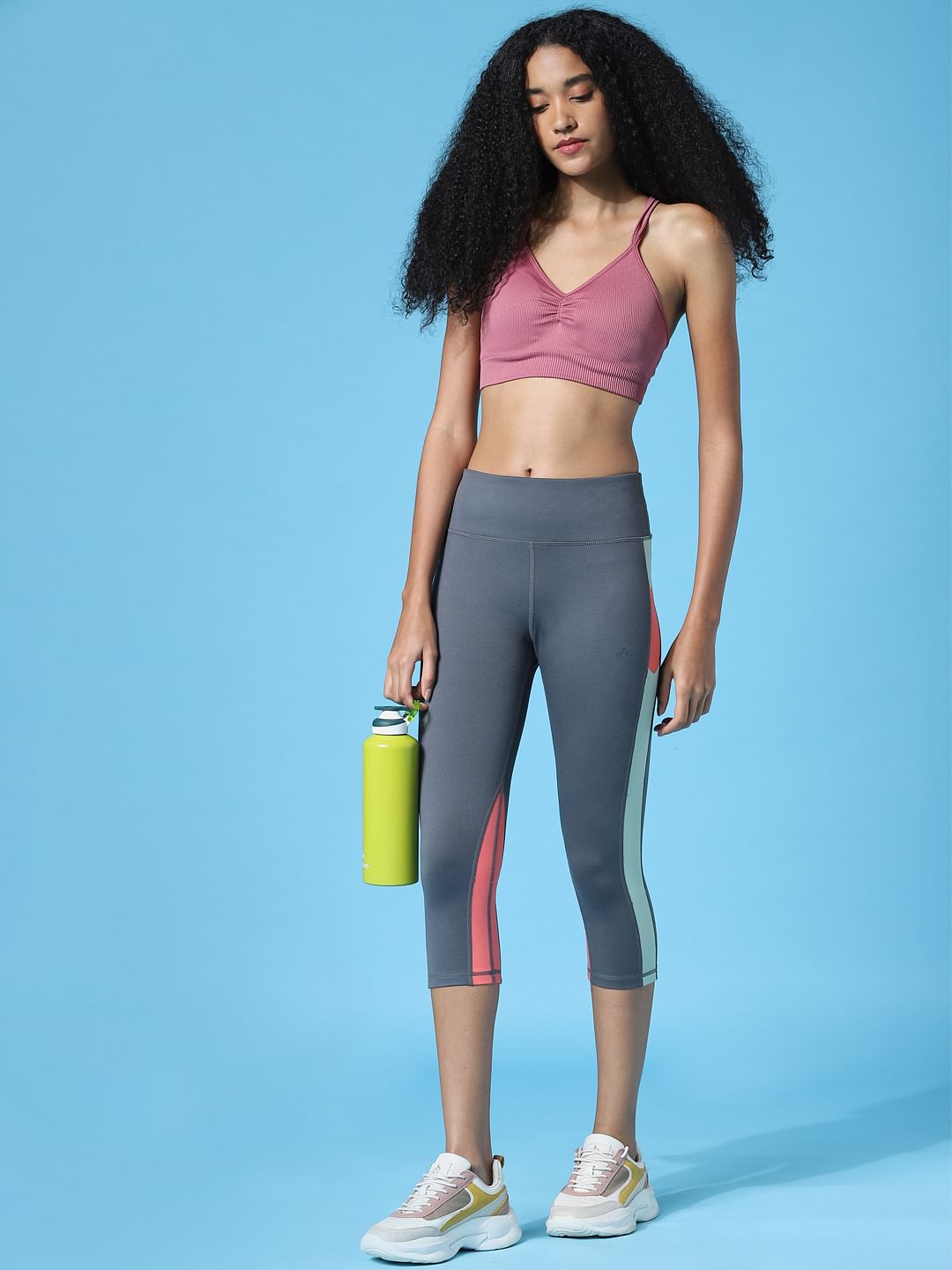 Play Grey High Rise 3/4Th Training Tights