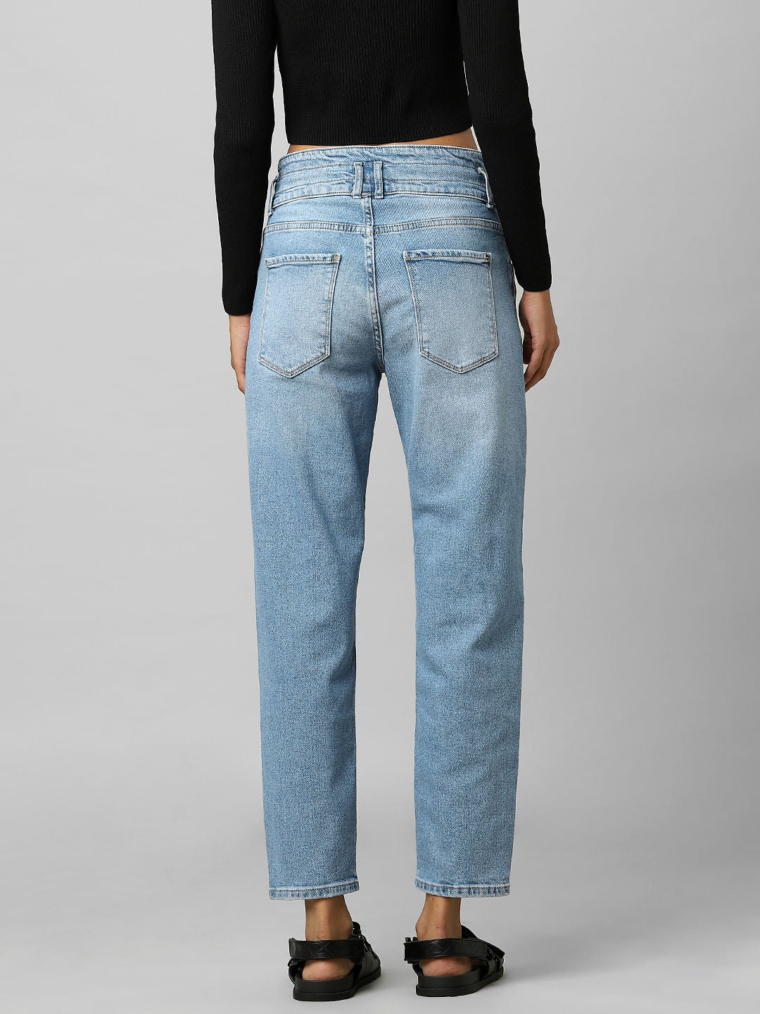 Blue High Rise Carrot Jeans
