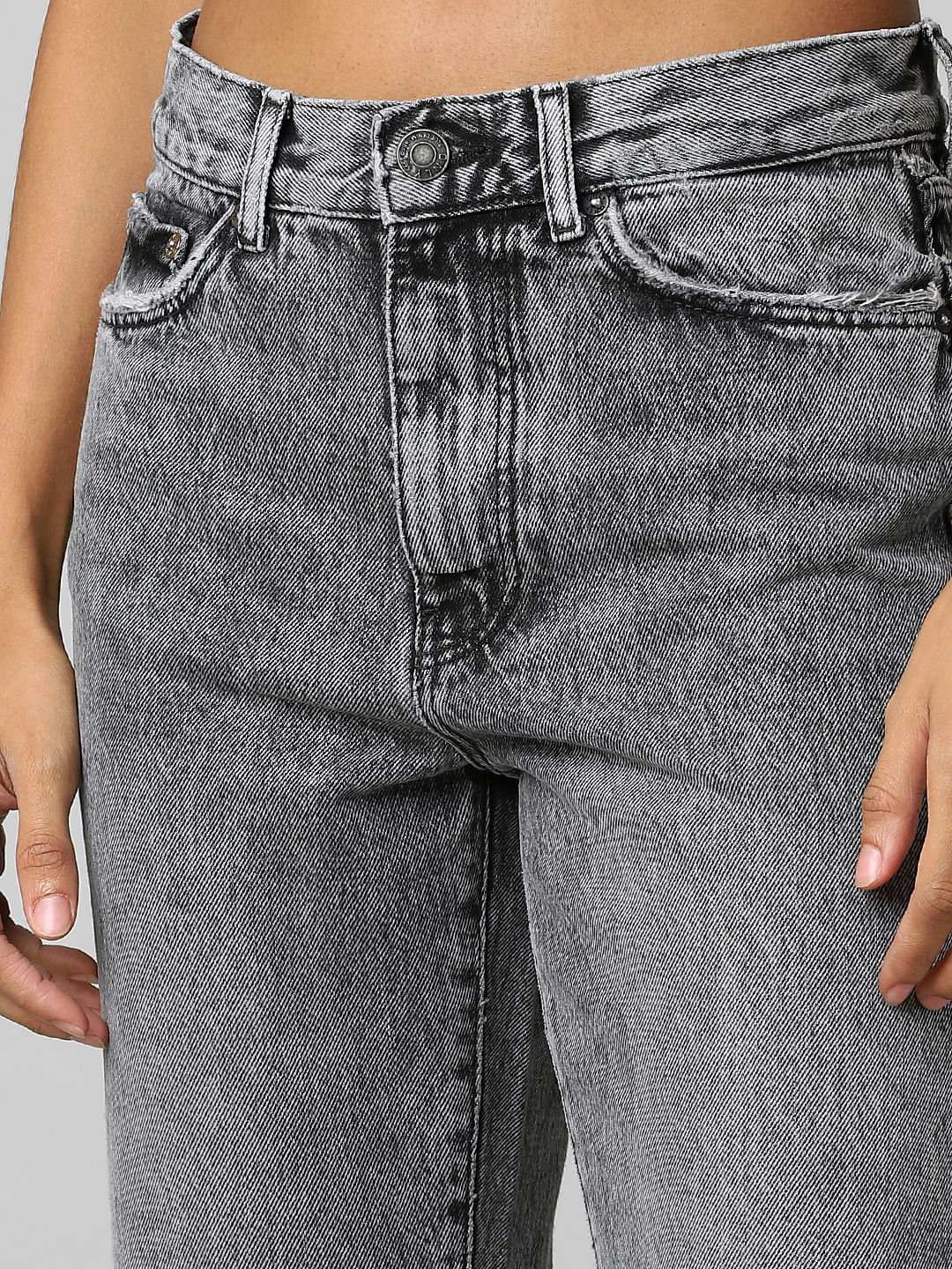 Black High Rise Ripped Flared Jeans