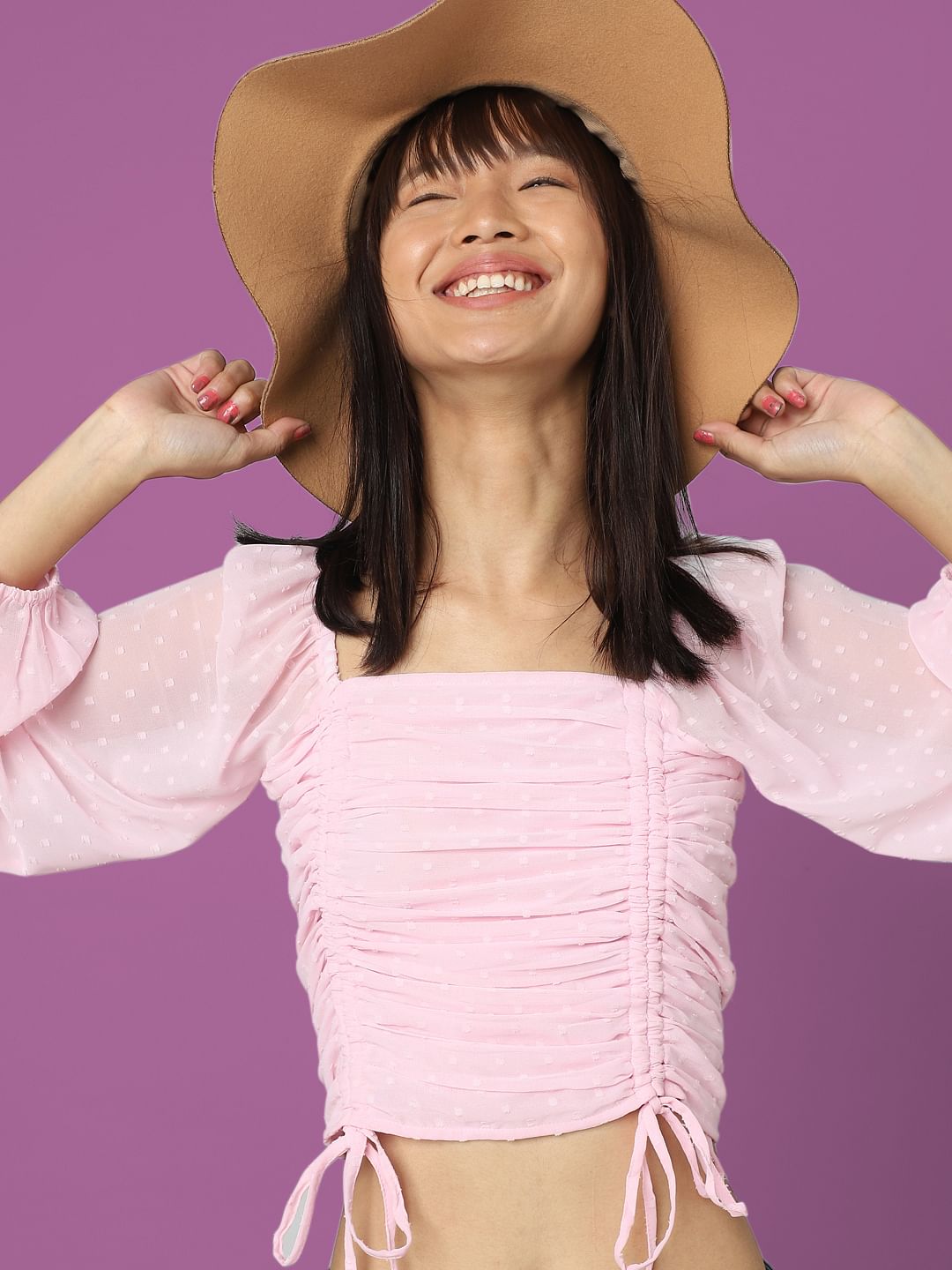 Pink Printed Cropped Top