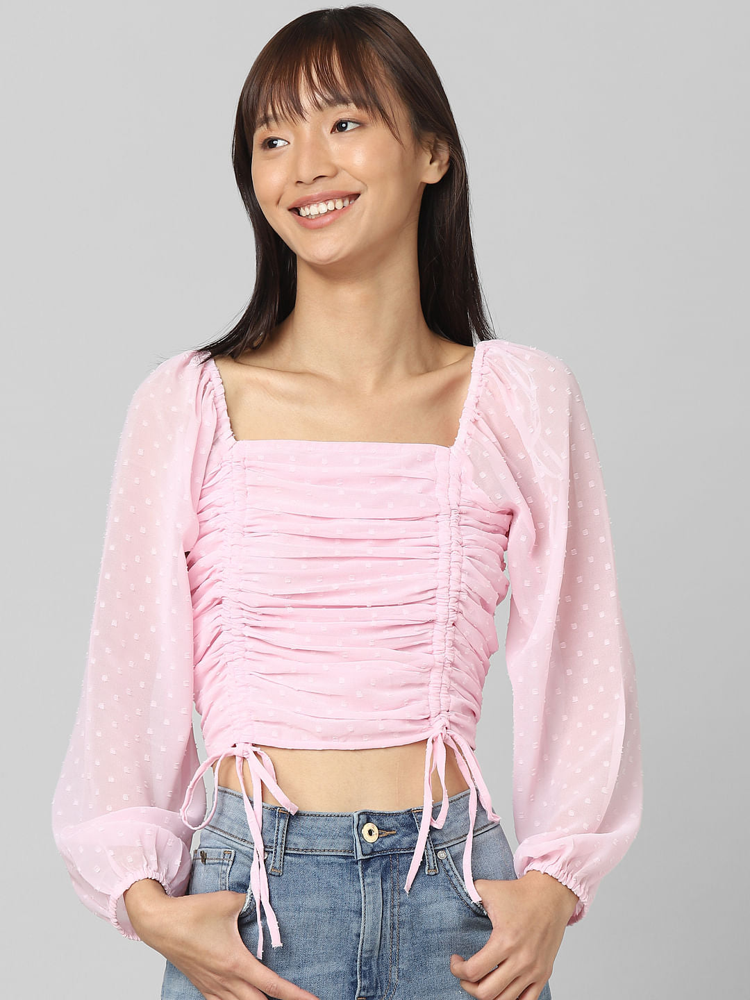 Pink Printed Cropped Top