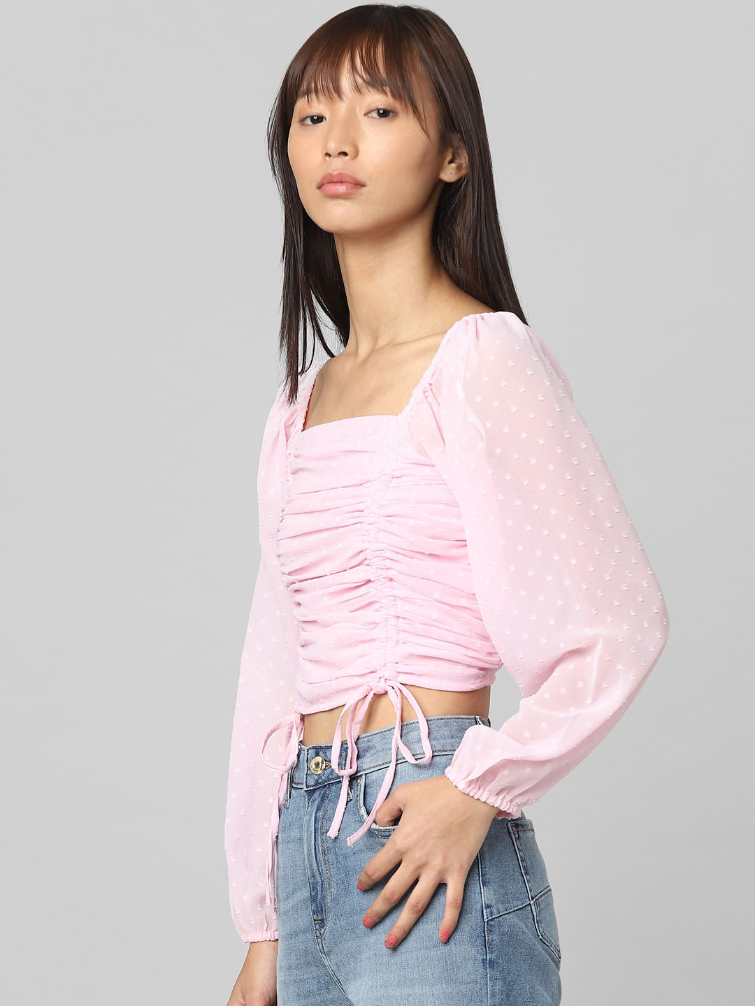 Pink Printed Cropped Top