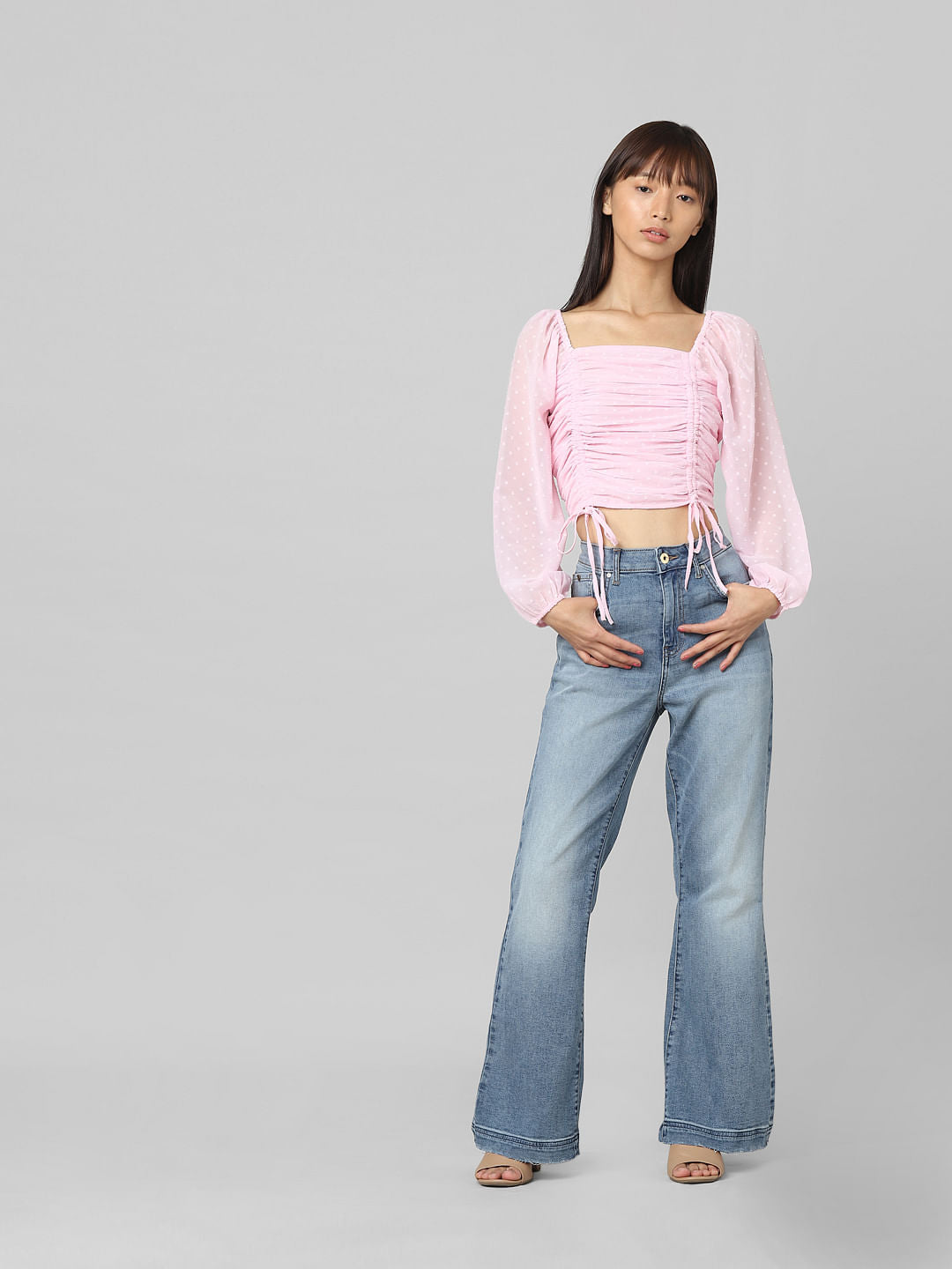 Pink Printed Cropped Top