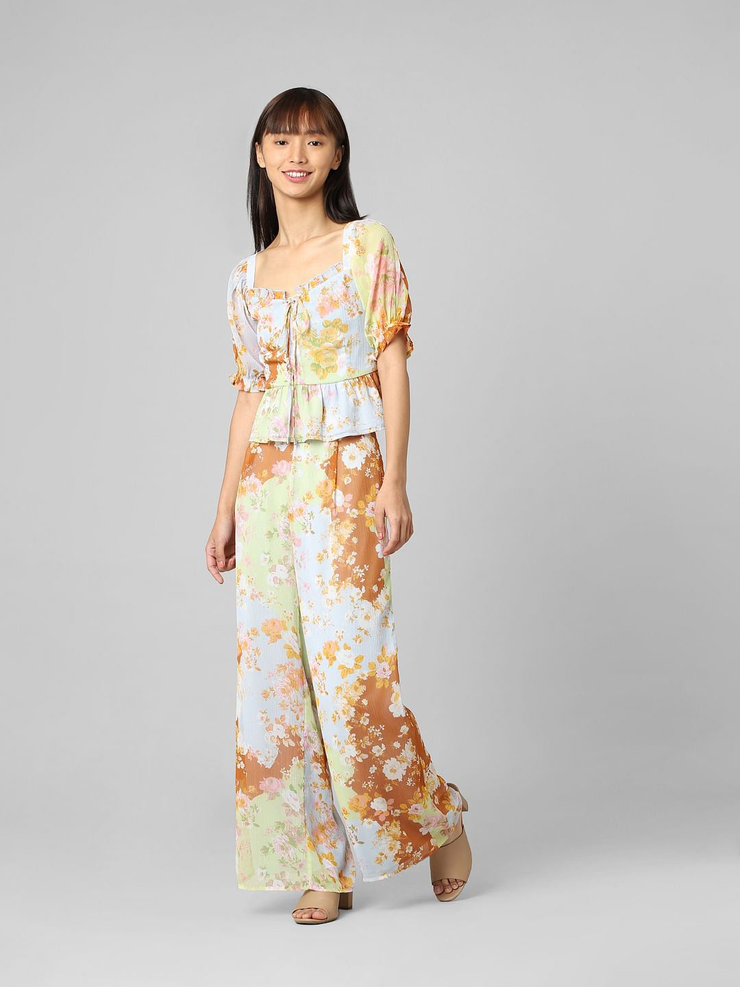 Green Floral Co-Ord Set Top