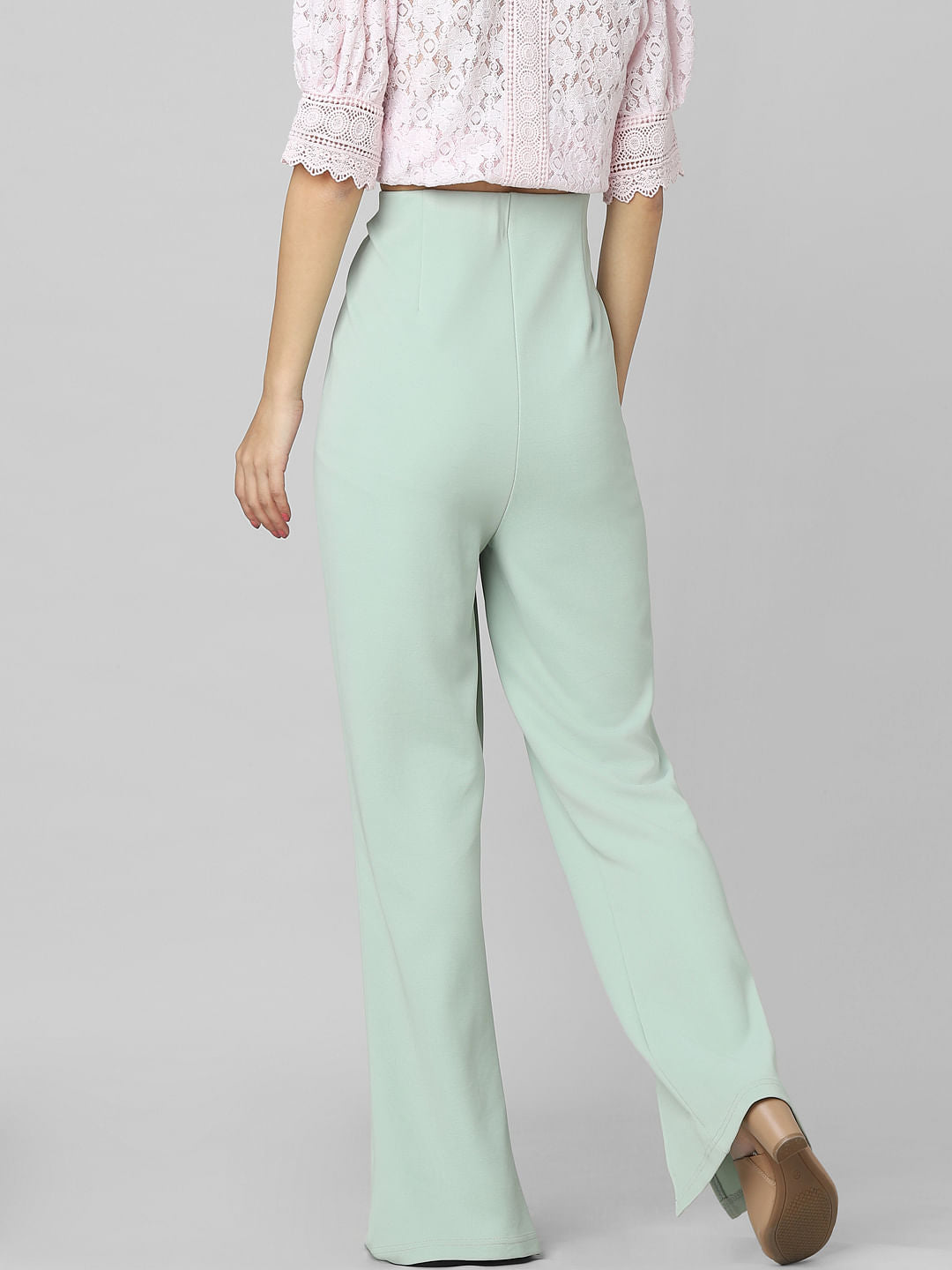 Green High Rise Flared Pants