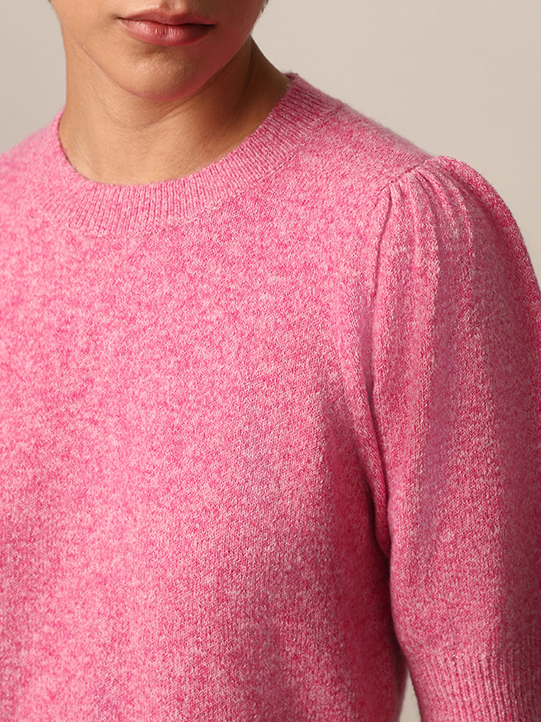 Pink Puff Sleeved Knit Top