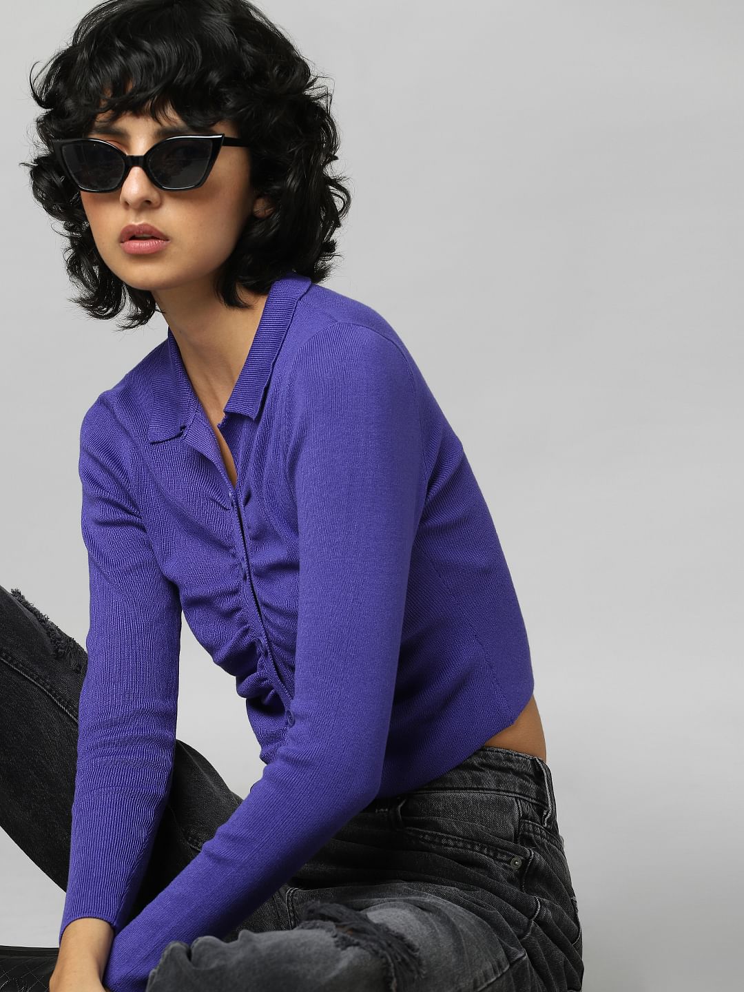 Purple Draped Knit Top