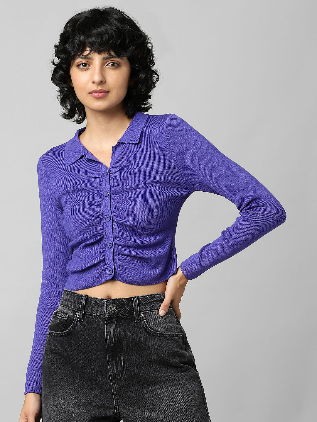 Purple Draped Knit Top