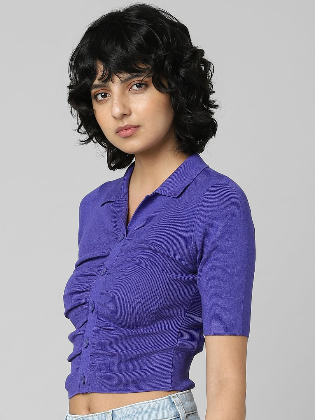 Violet Knitted Polo Top