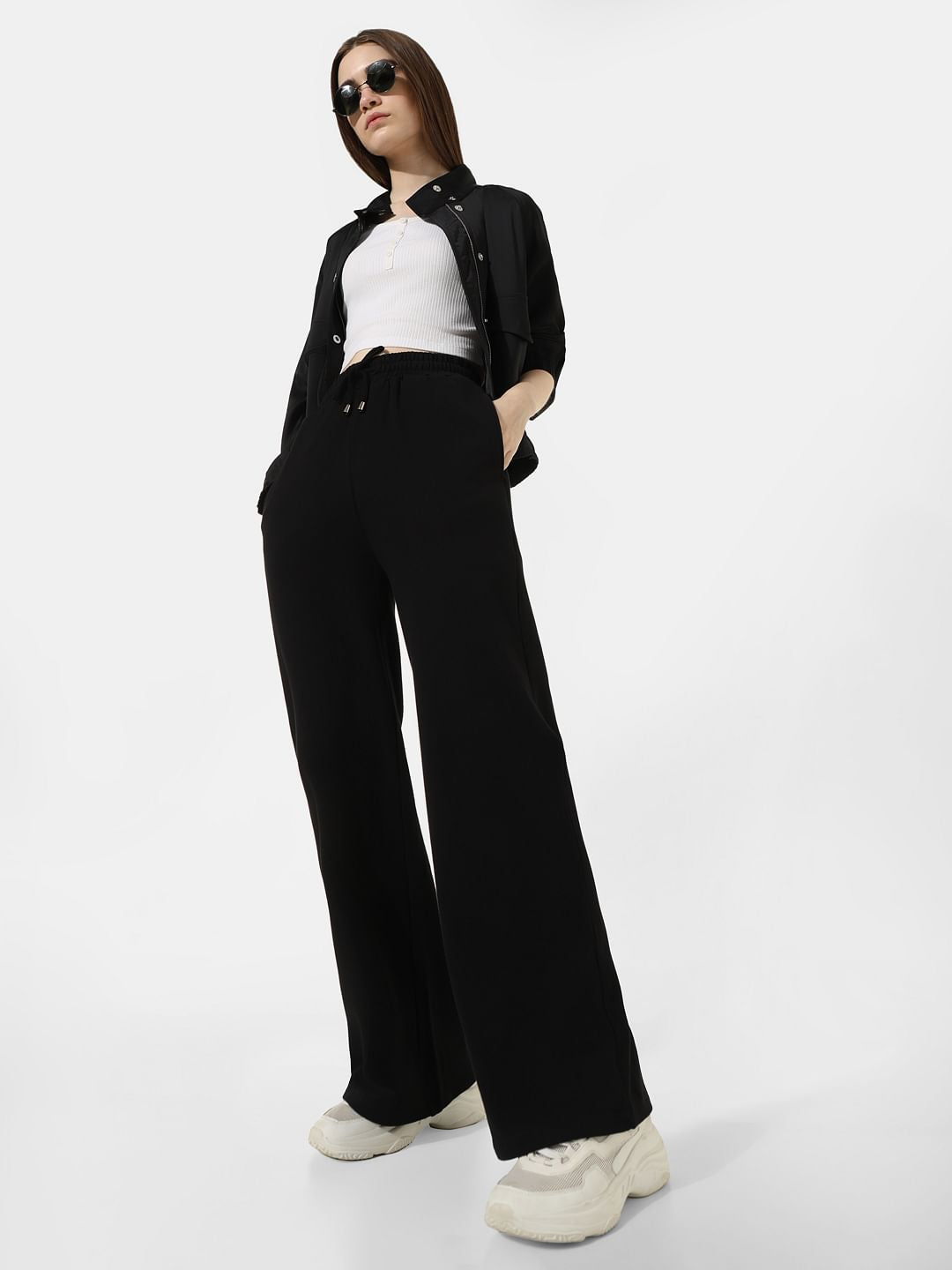 Black High Rise Flared Sweatpants