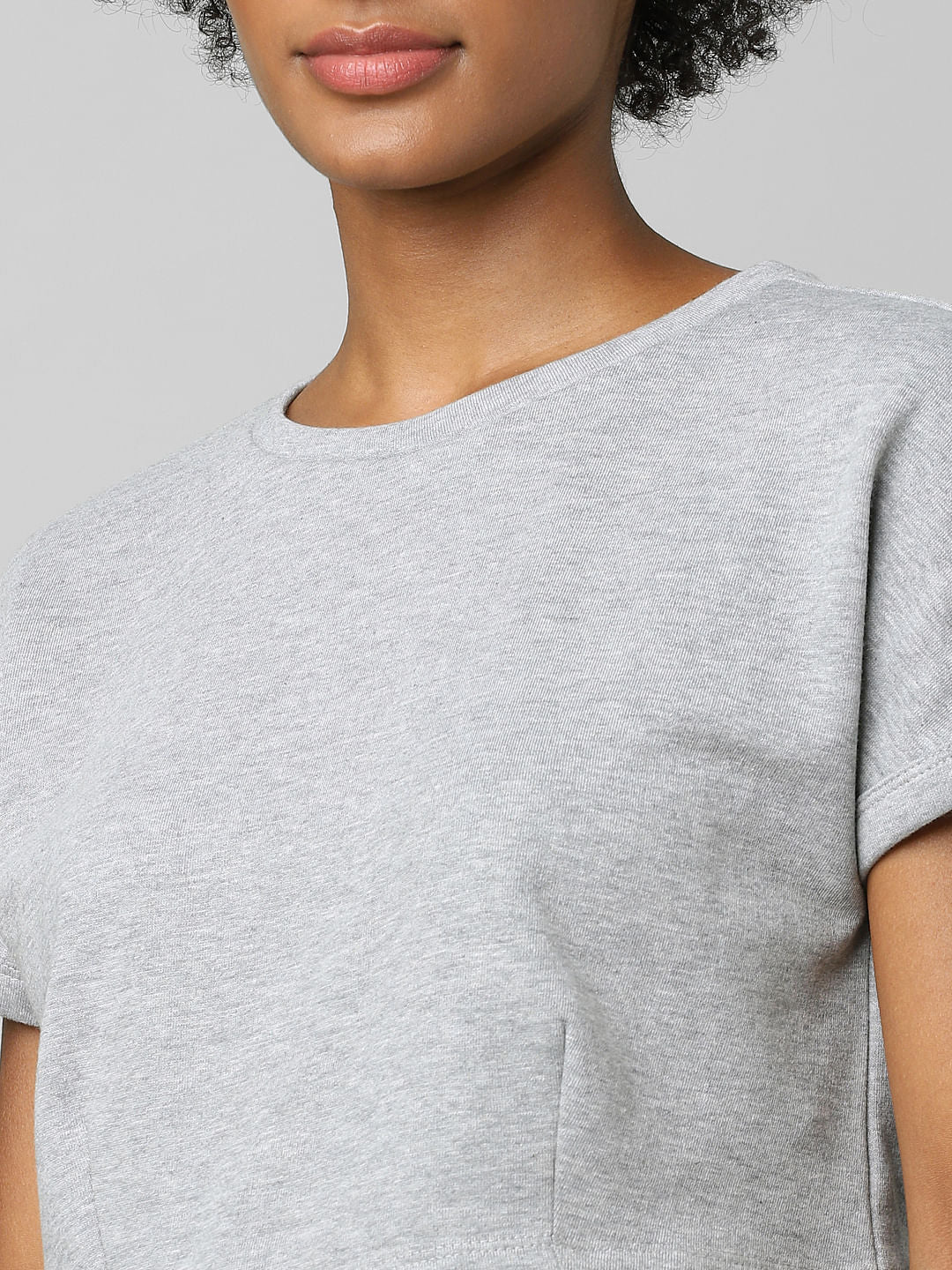 Grey Cropped Co-Ord Sweatshirt