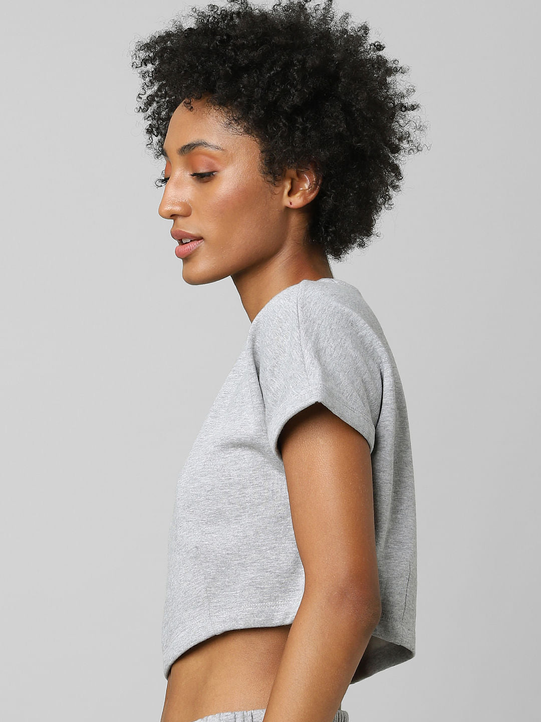 Grey Cropped Co-Ord Sweatshirt