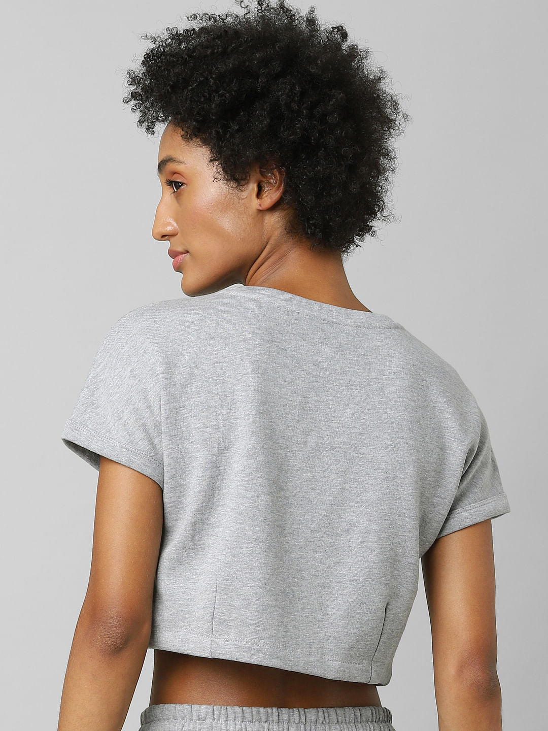 Grey Cropped Co-Ord Sweatshirt