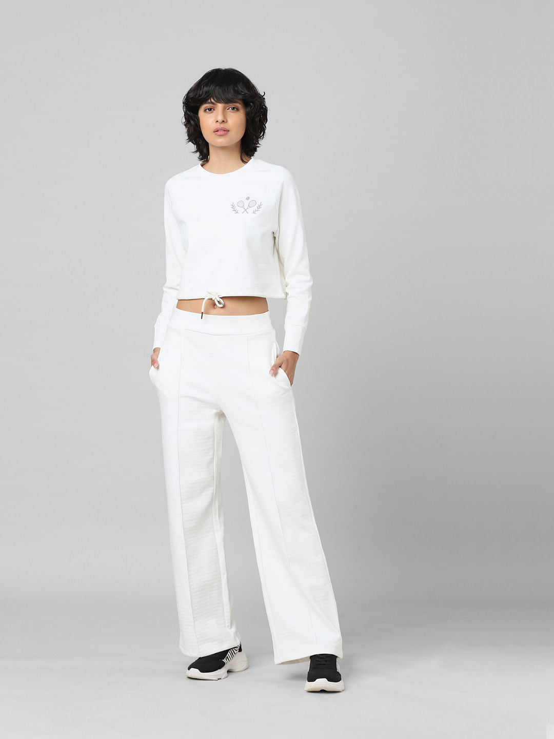 Beige Cropped Co-Ord Sweatshirt