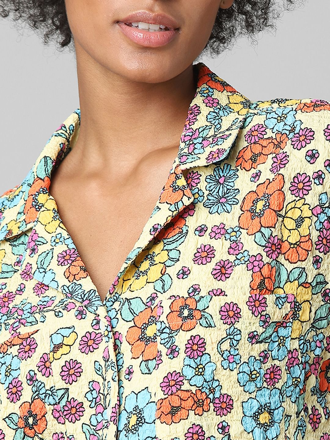 White Floral Print Resort Shirt