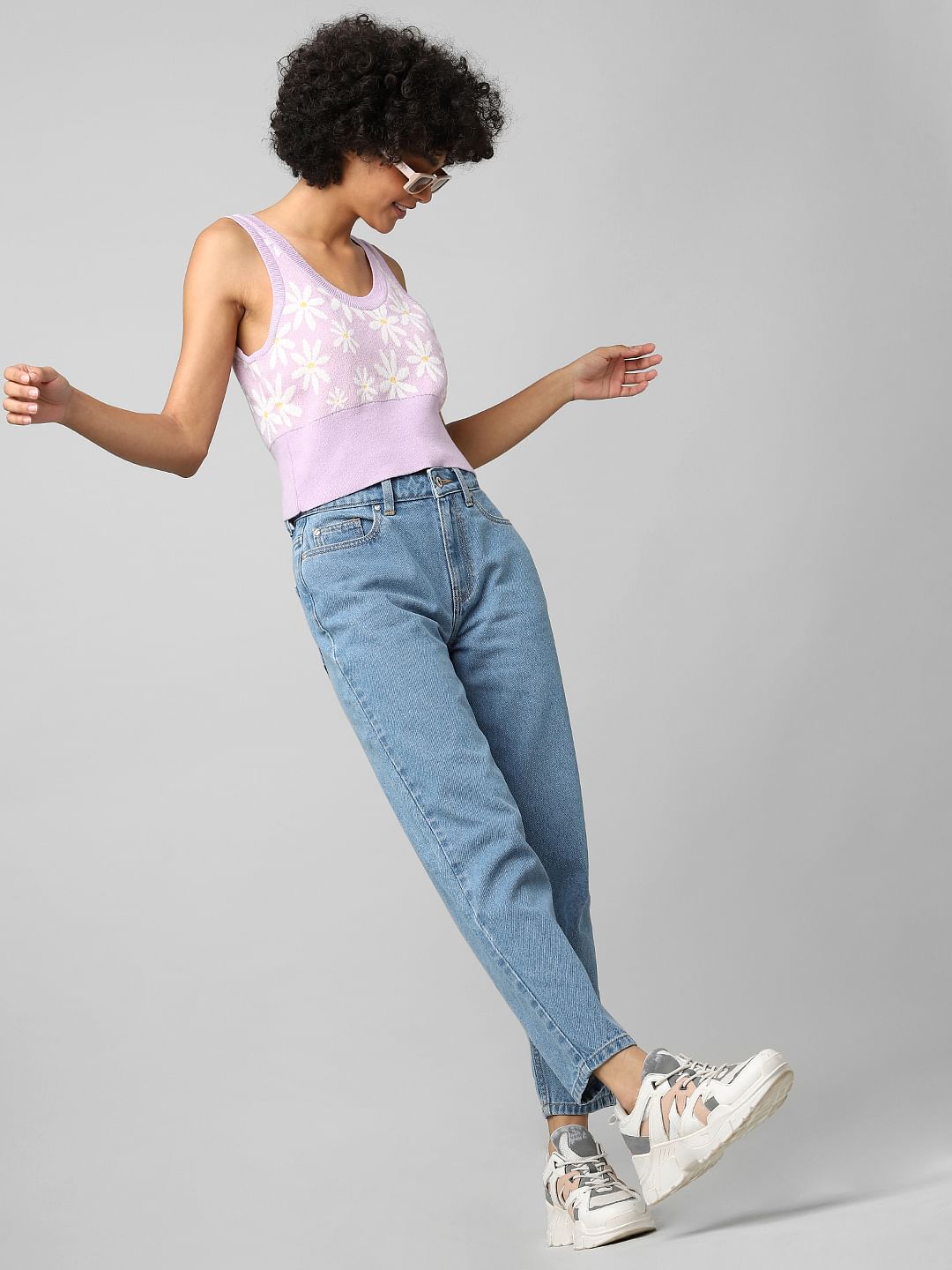 Blue High Rise Mom Jeans