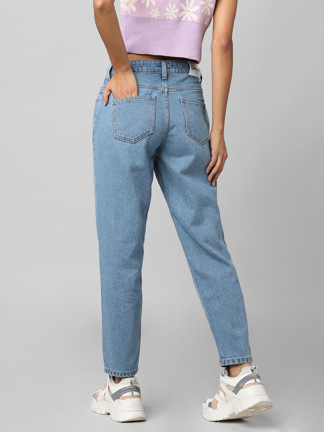 Blue High Rise Mom Jeans