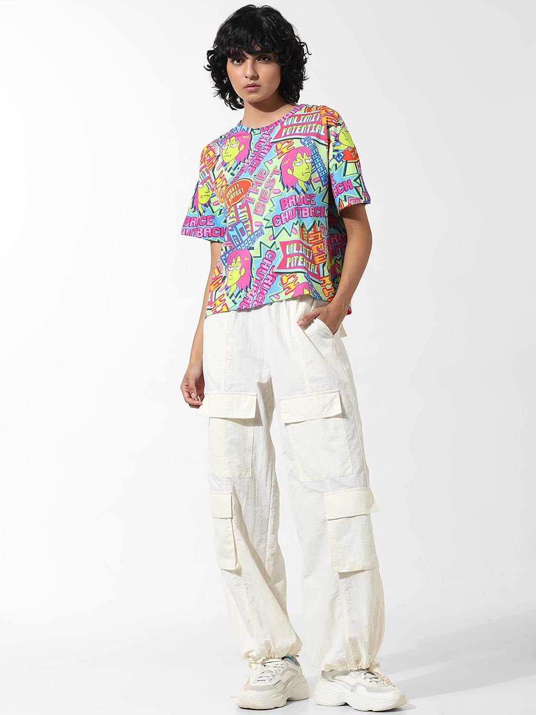 Only X Rick And Morty Pink Graphic Print T-Shirt