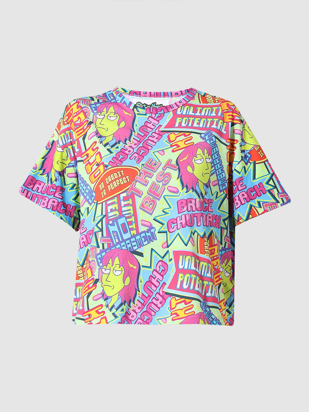 Only X Rick And Morty Pink Graphic Print T-Shirt