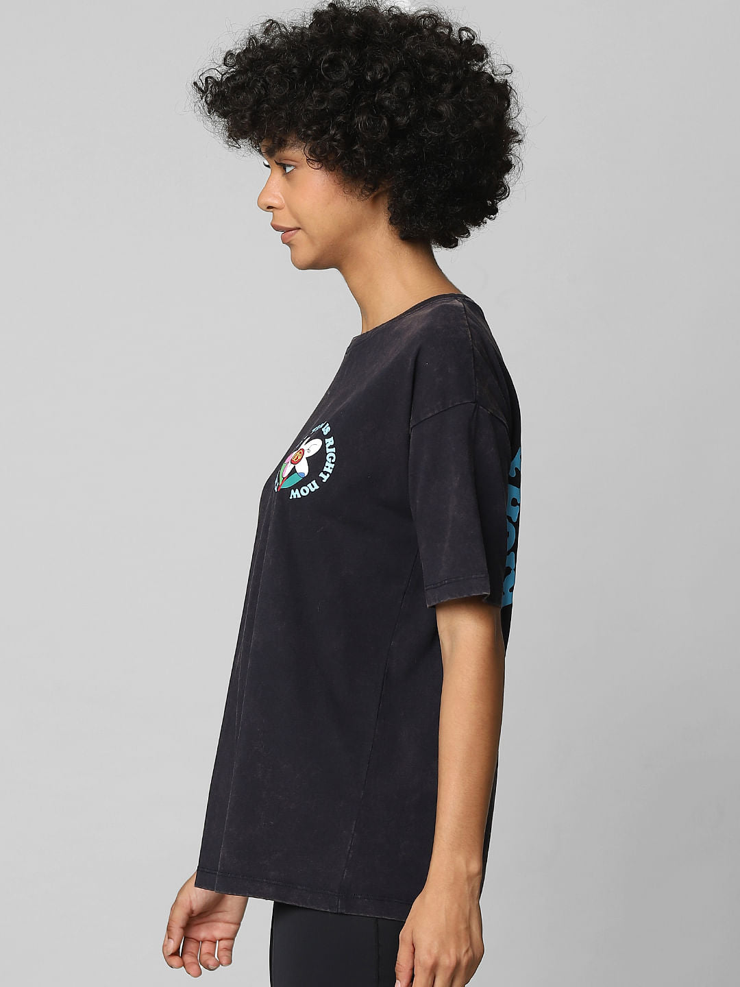 Black Washed Graphic Print T-Shirt