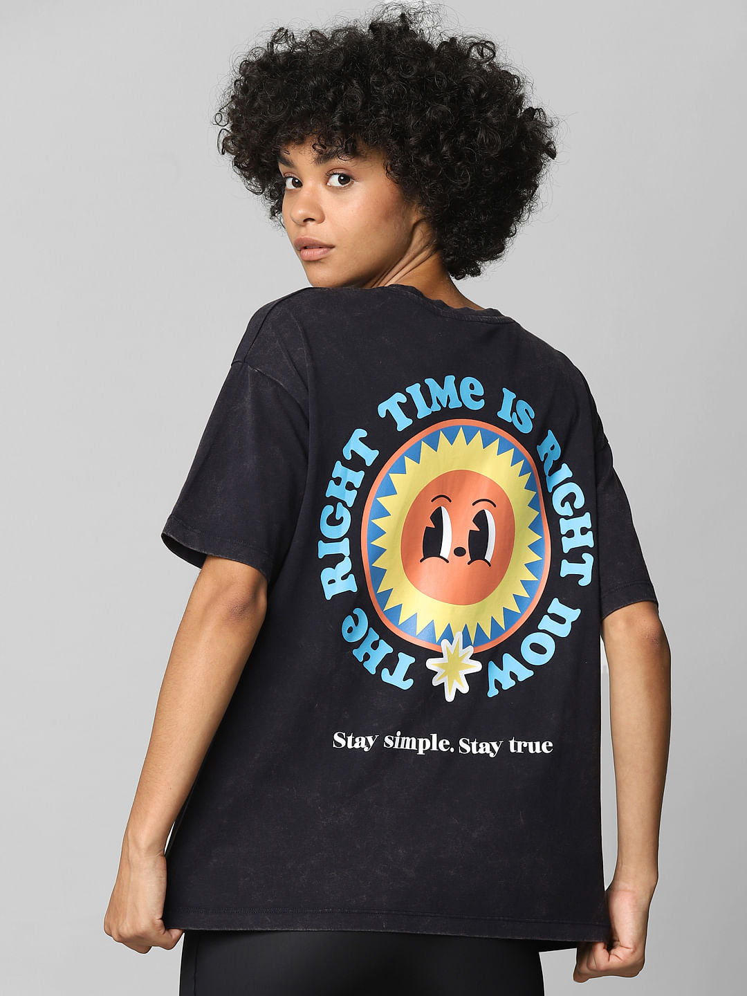 Black Washed Graphic Print T-Shirt