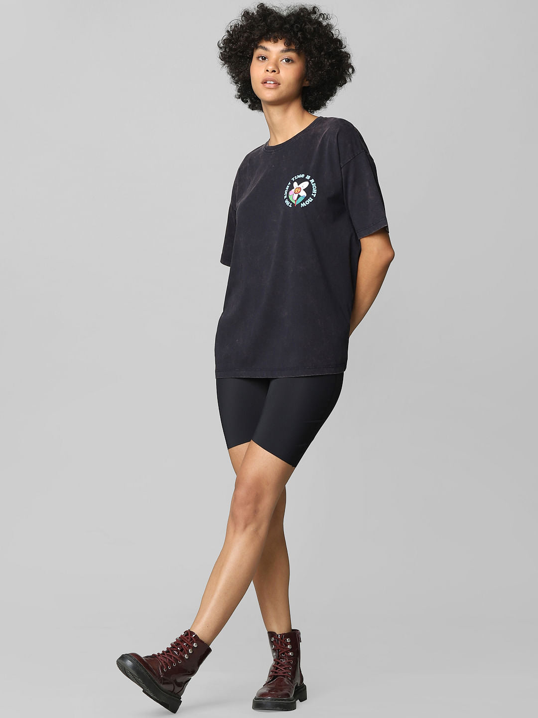 Black Washed Graphic Print T-Shirt