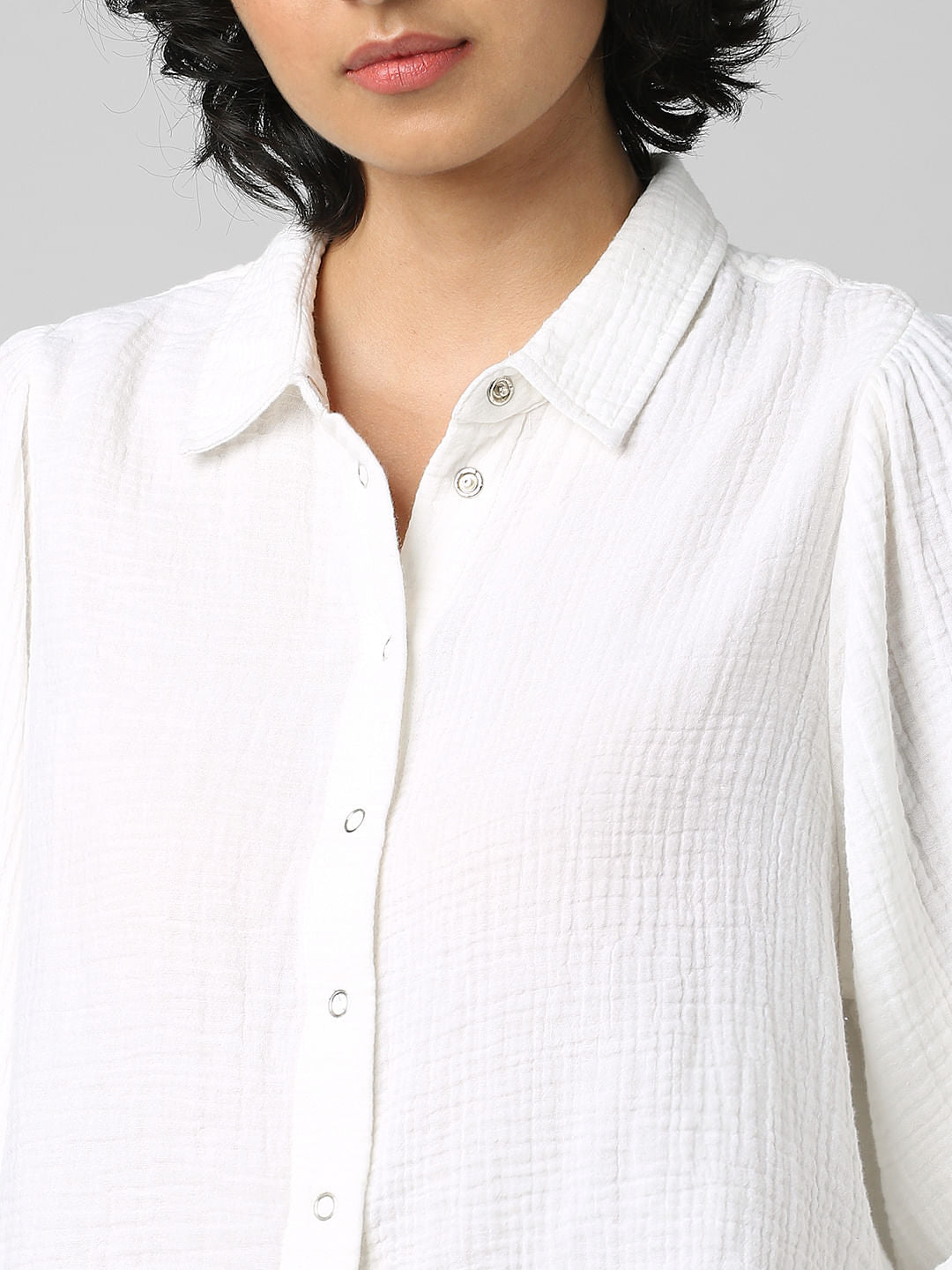 White Puff Sleeves Shirt
