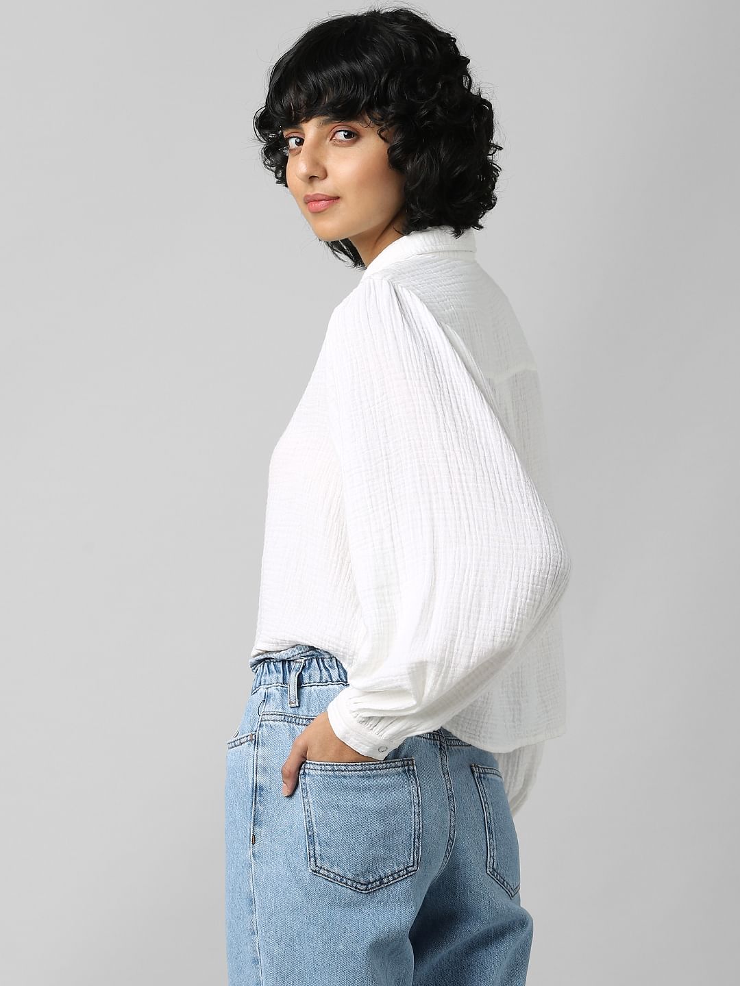 White Puff Sleeves Shirt