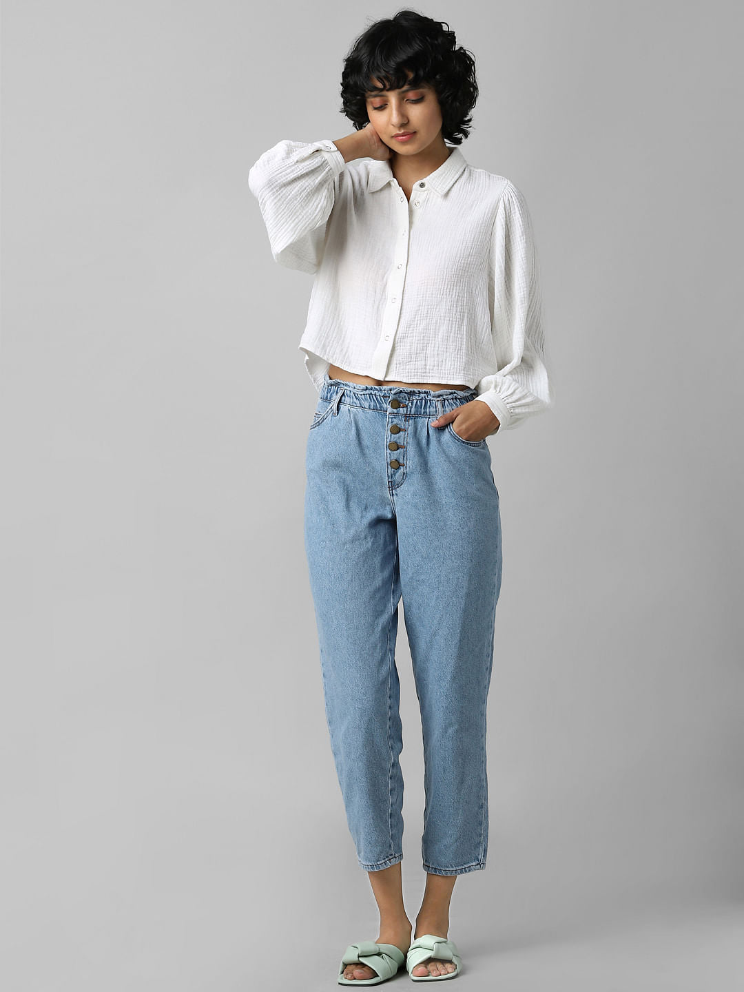 White Puff Sleeves Shirt