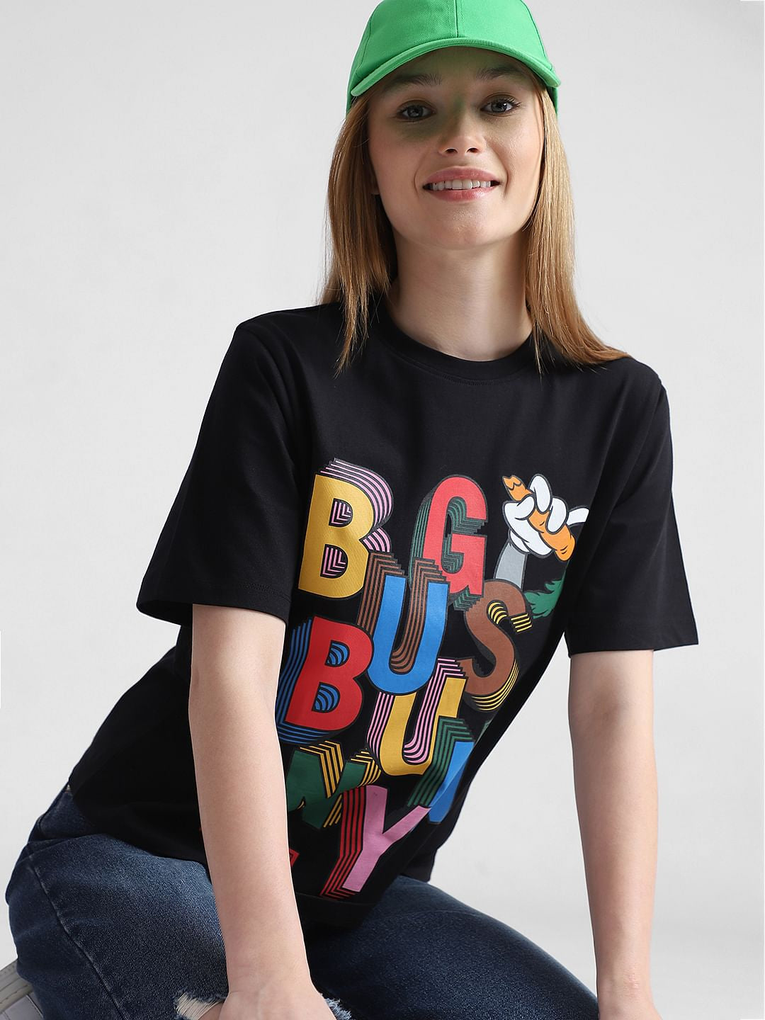 Only X Looney Tunes Black Printed T-Shirt