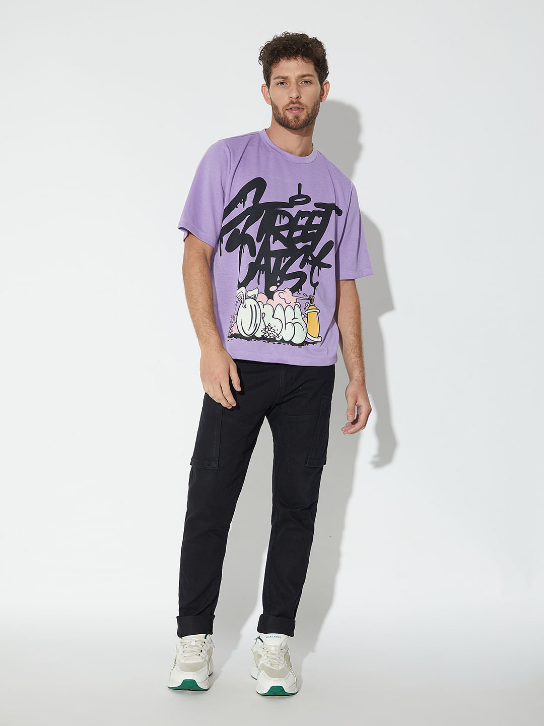 Only X Artverse Purple Graffiti Oversized Unisex T-Shirt
