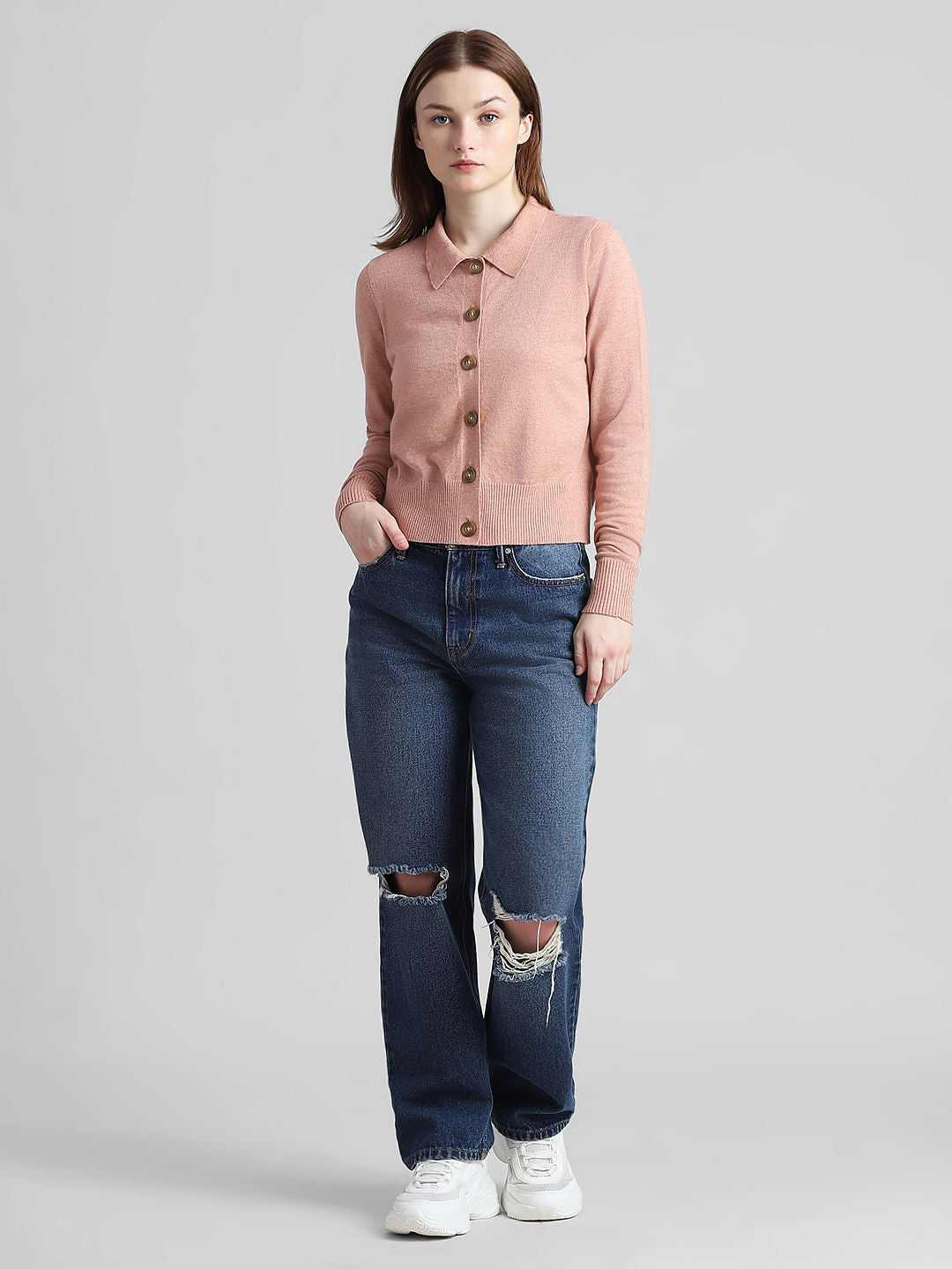 Brown Front Button Cardigan