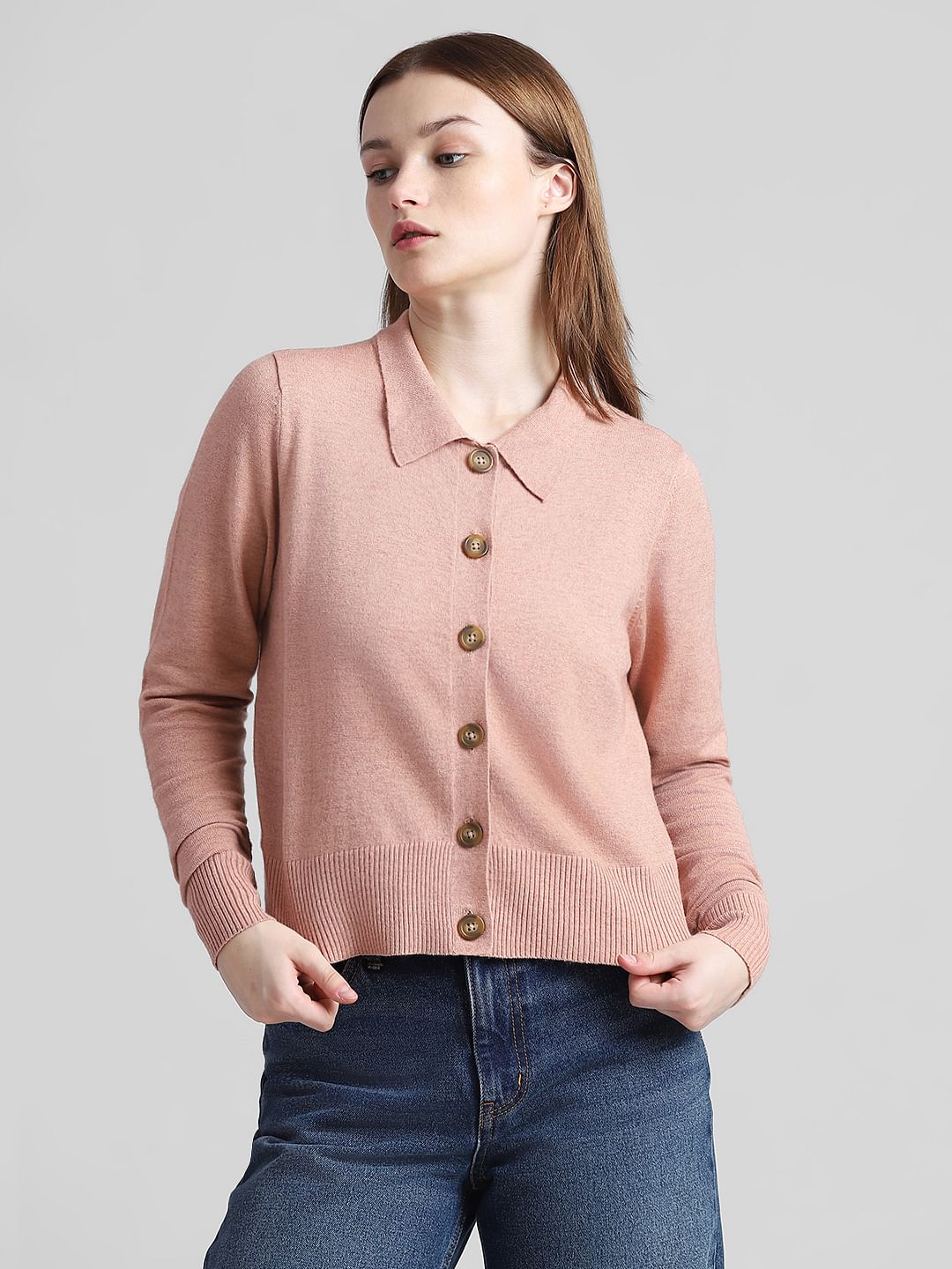 Brown Front Button Cardigan