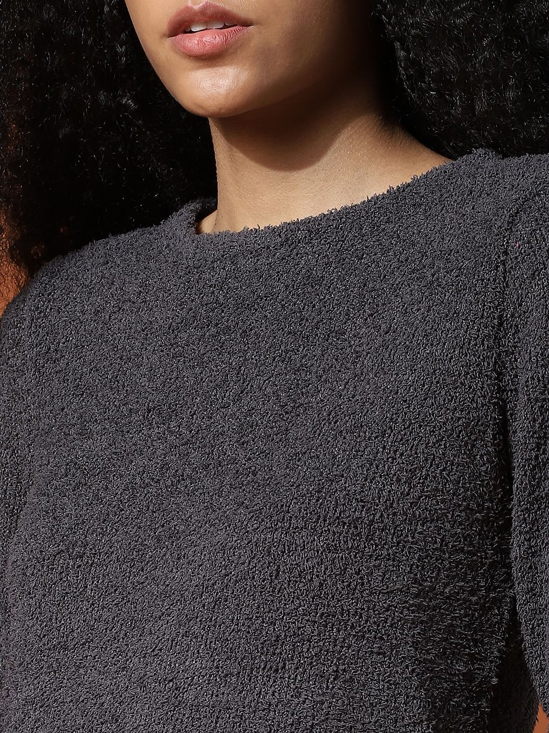 Play Dark Grey Teddy Crop Co-Ord Top