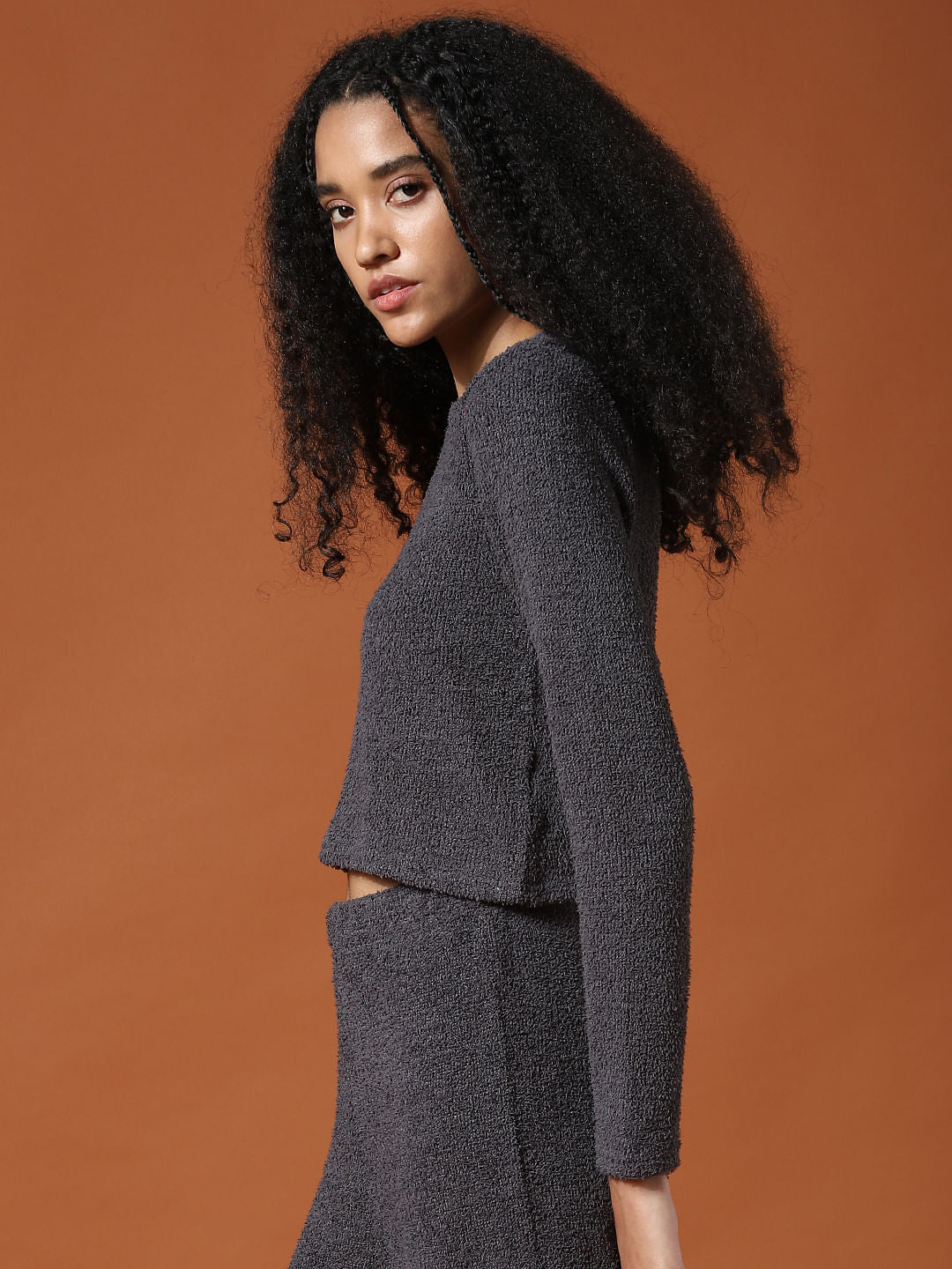 Play Dark Grey Teddy Crop Co-Ord Top