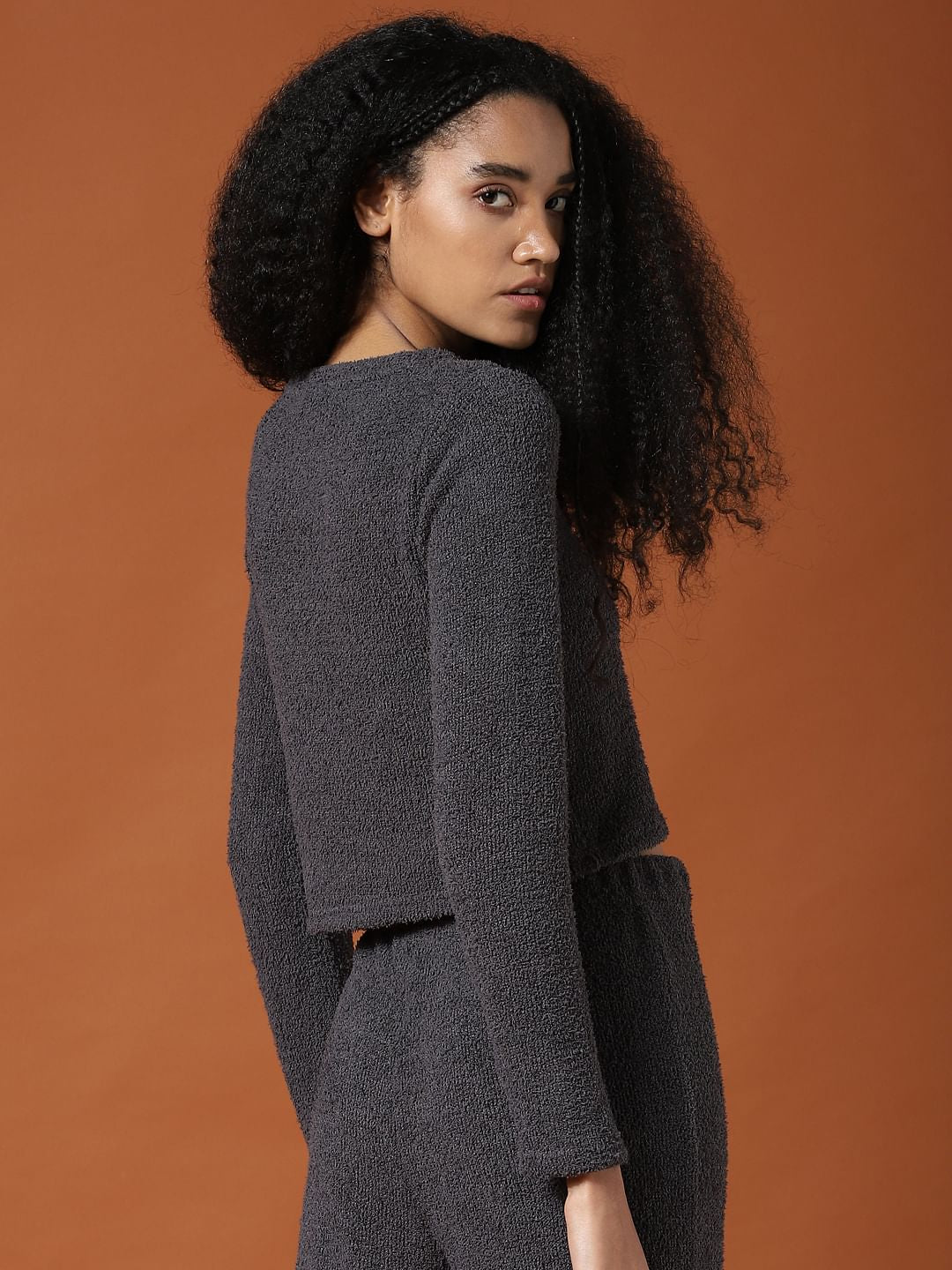 Play Dark Grey Teddy Crop Co-Ord Top