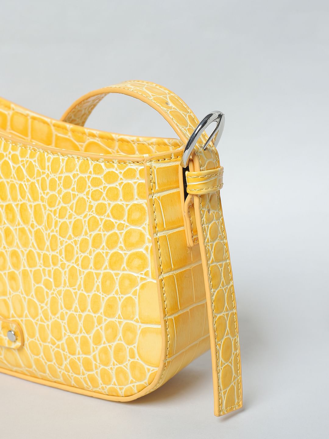 Yellow Textured Shoulder Bag