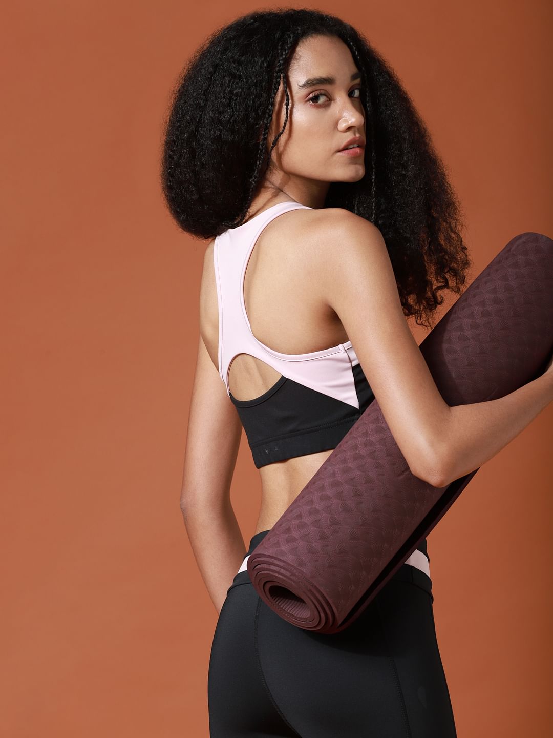 Black Colourblocked Sports Bra