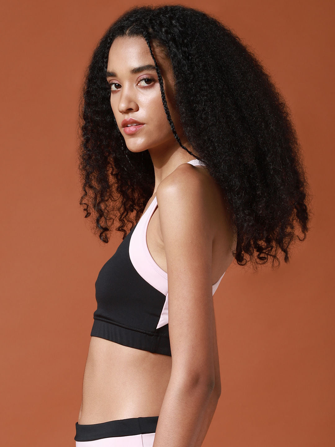 Black Colourblocked Sports Bra