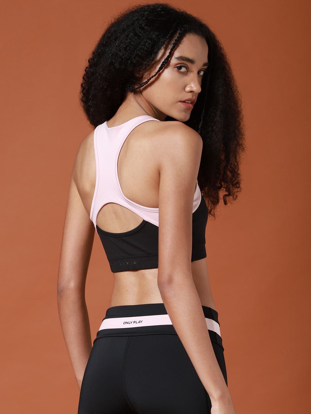 Black Colourblocked Sports Bra
