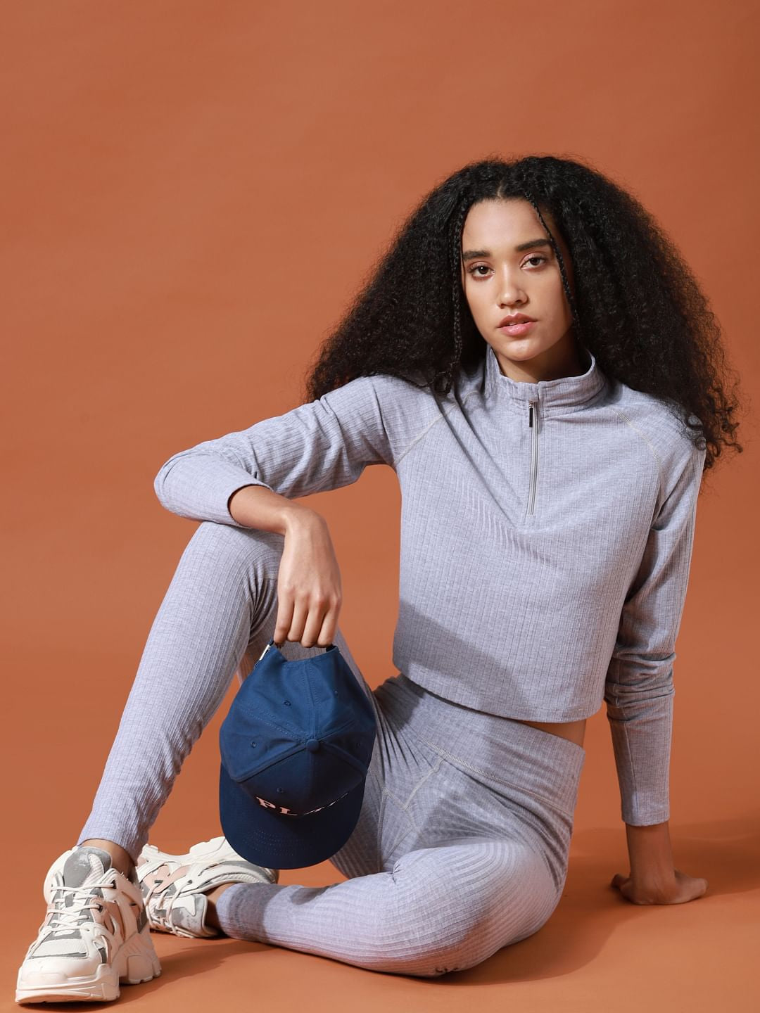 Play Grey Ribbed Co-Ord Training Top