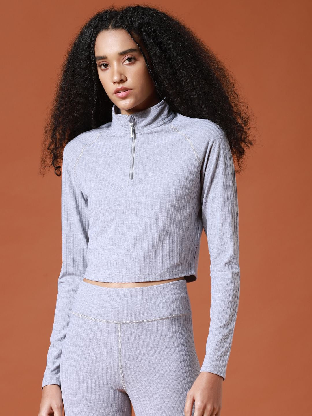 Play Grey Ribbed Co-Ord Training Top