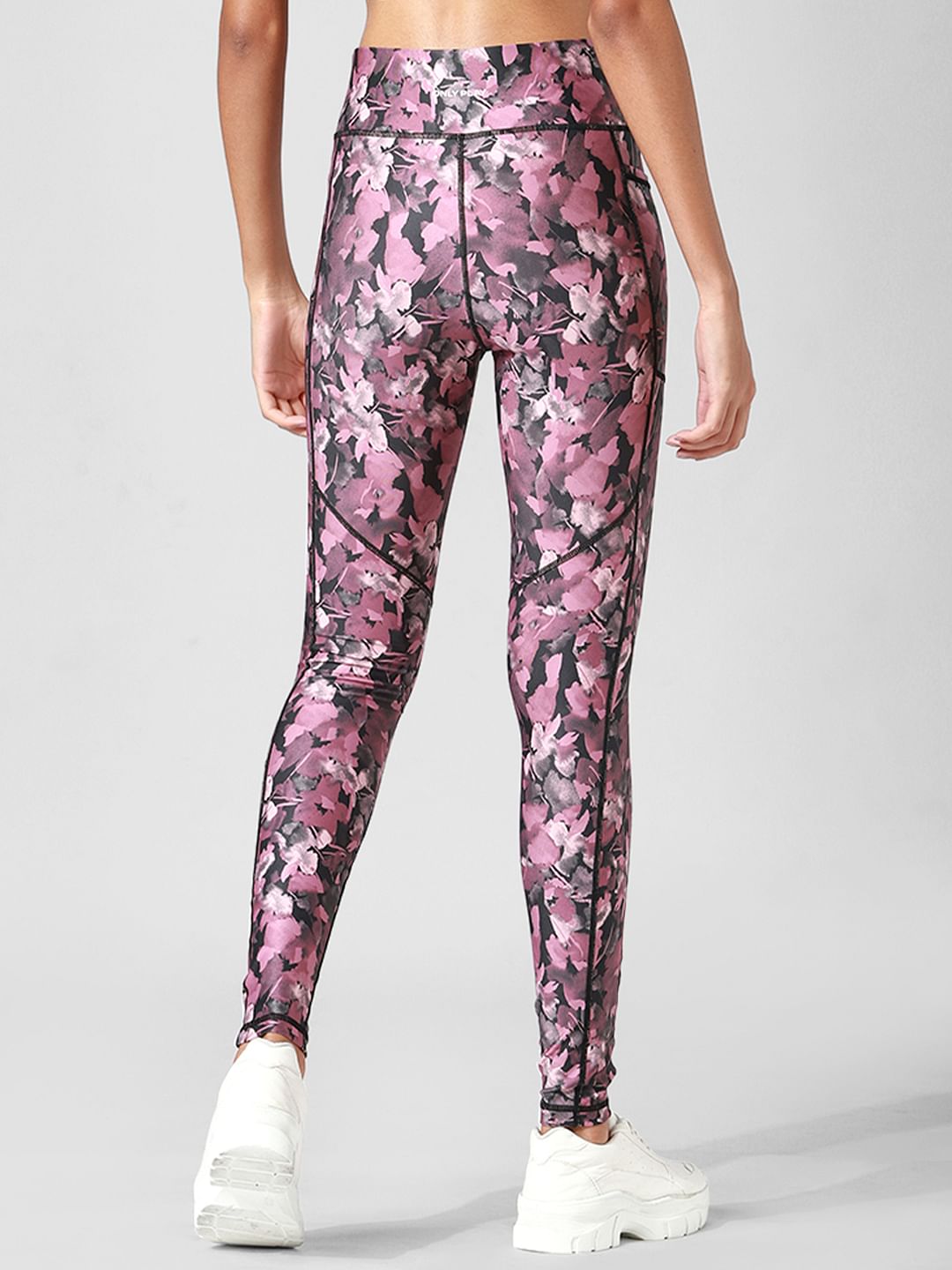 Black High Rise Floral Co-Ord Training Tights