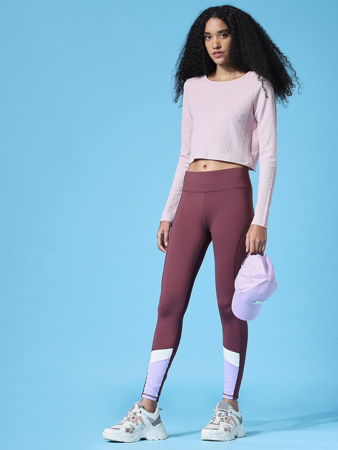 Play Purple High Rise Colourblocked Training Tights