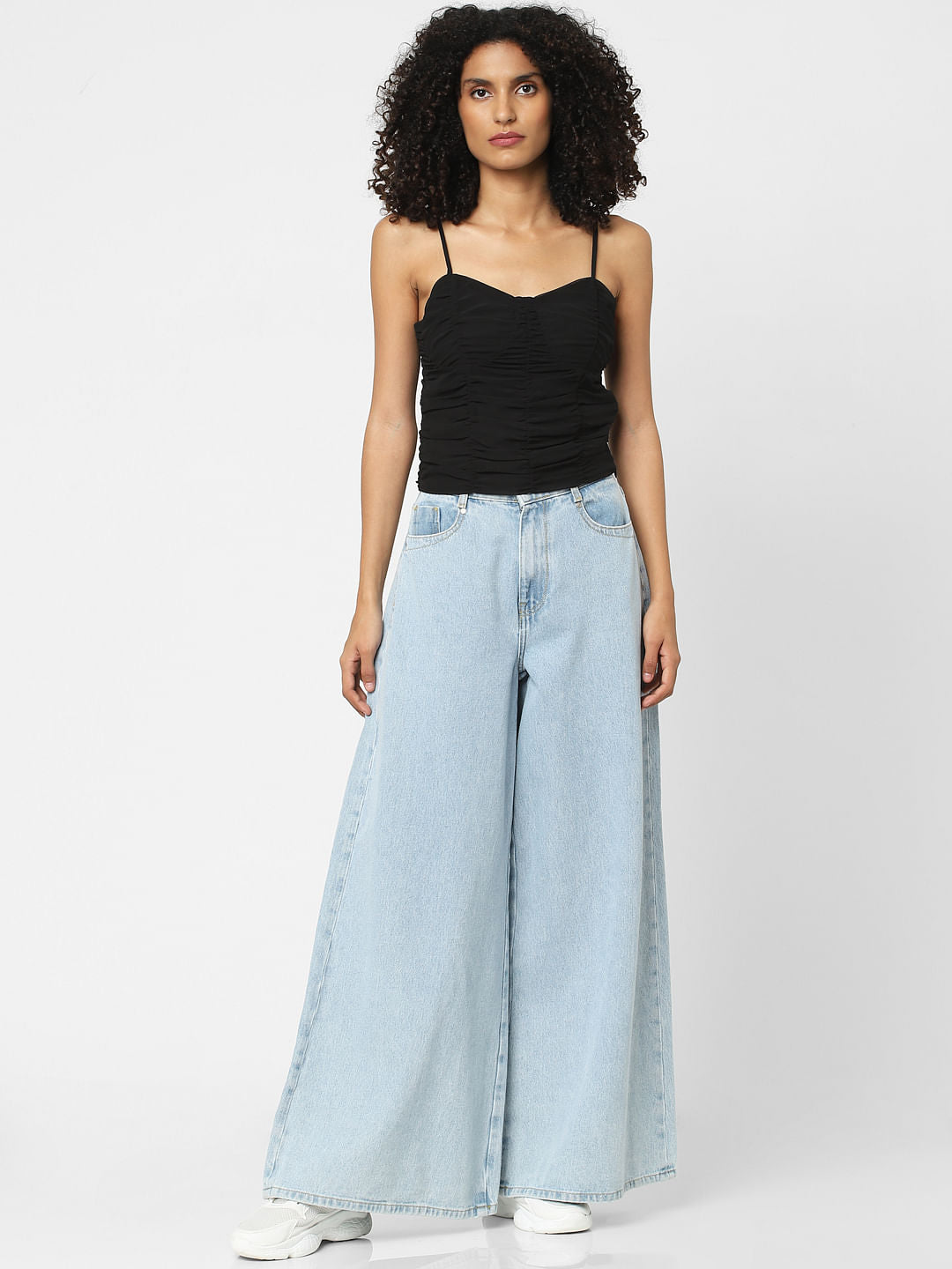 Black Ruched Strappy Top