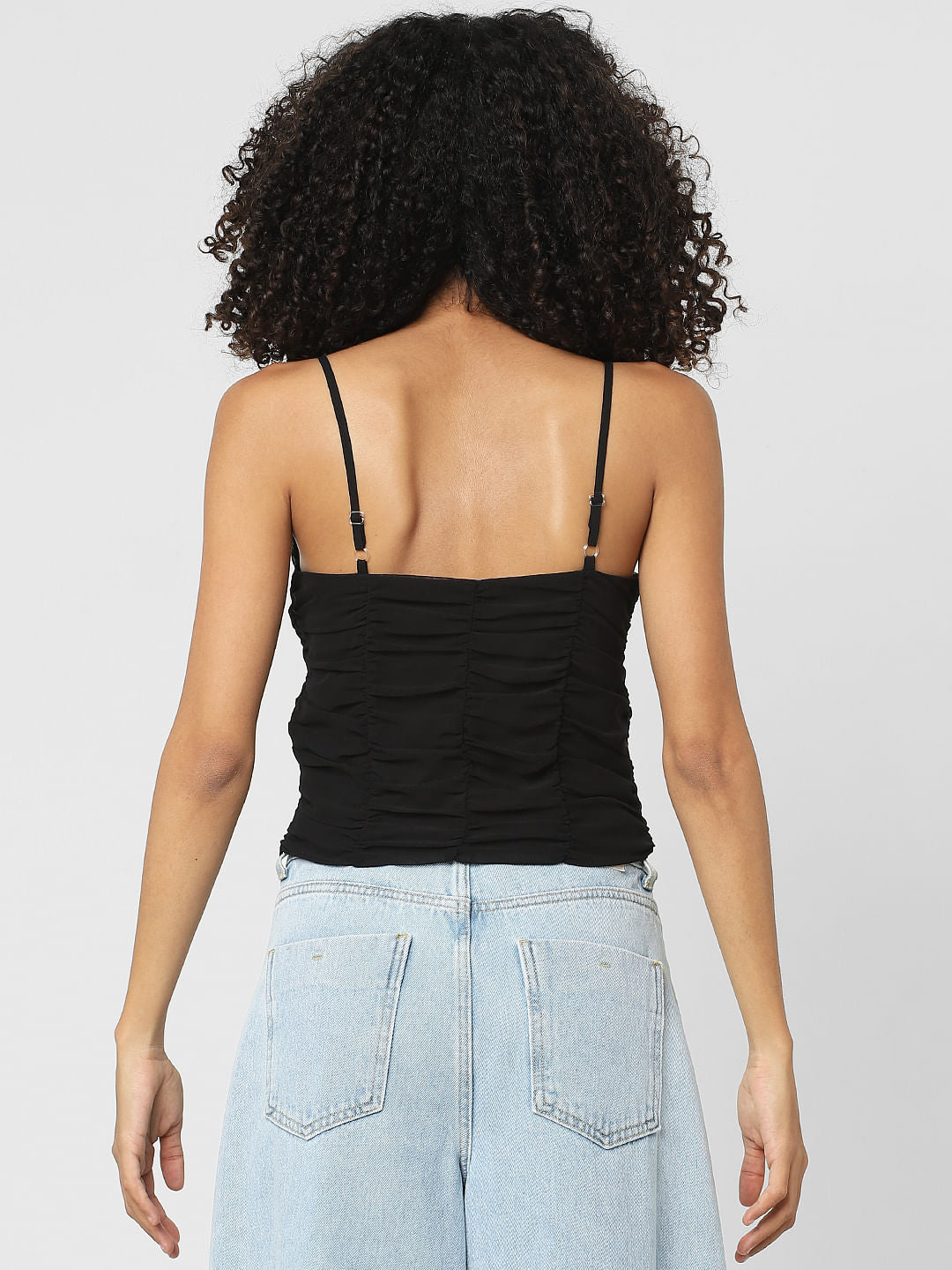 Black Ruched Strappy Top